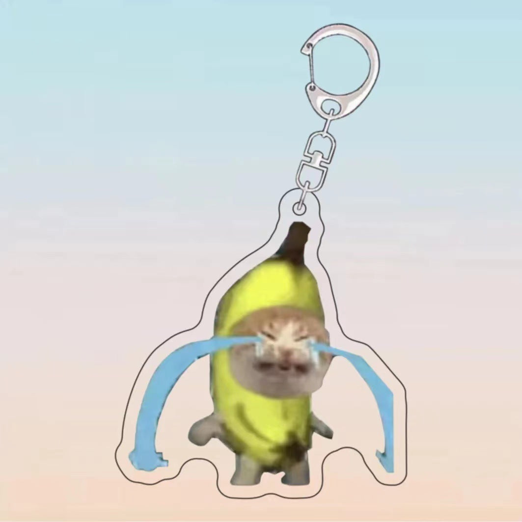 Food Cat Head Banana Cat Expression Keychain