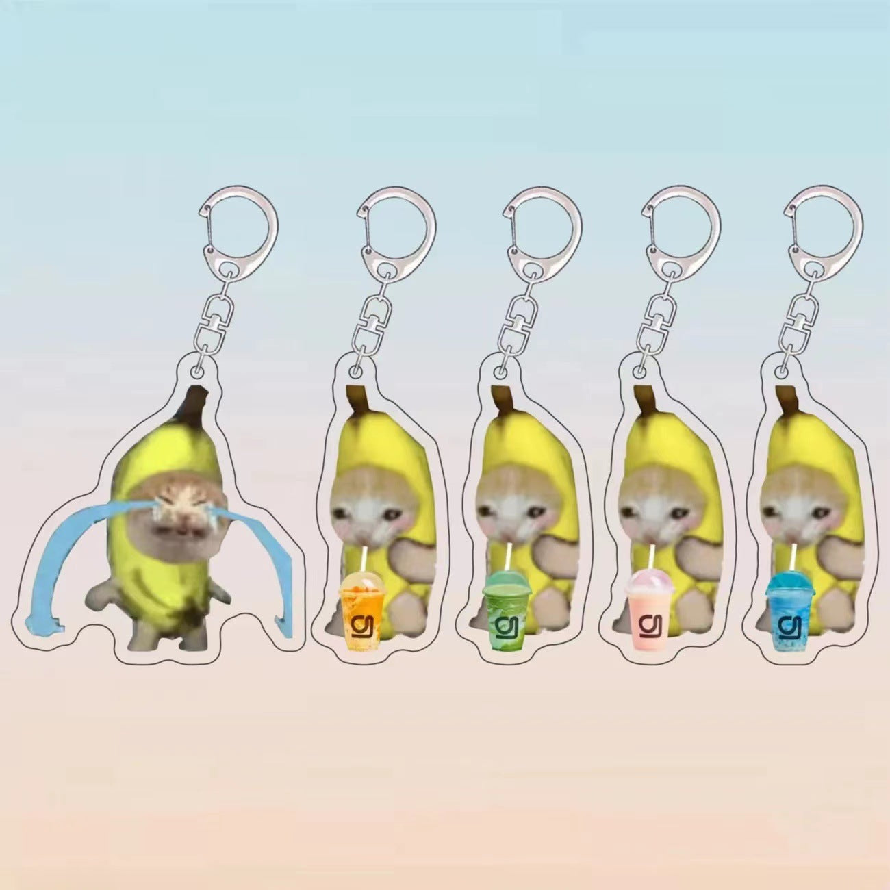 Food Cat Head Banana Cat Expression Keychain