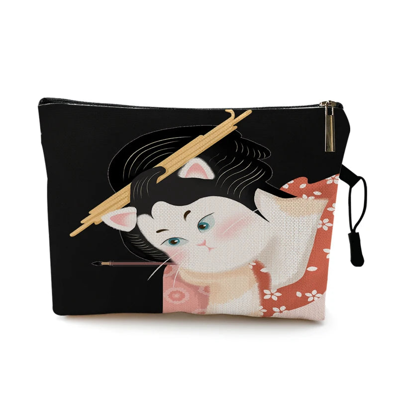 Super Cute Funny Cat Artist Design Makeup Bag Women Ladies Cosmetic Bag Travel Toiletry Organizer Lipstick Vanity Pouch