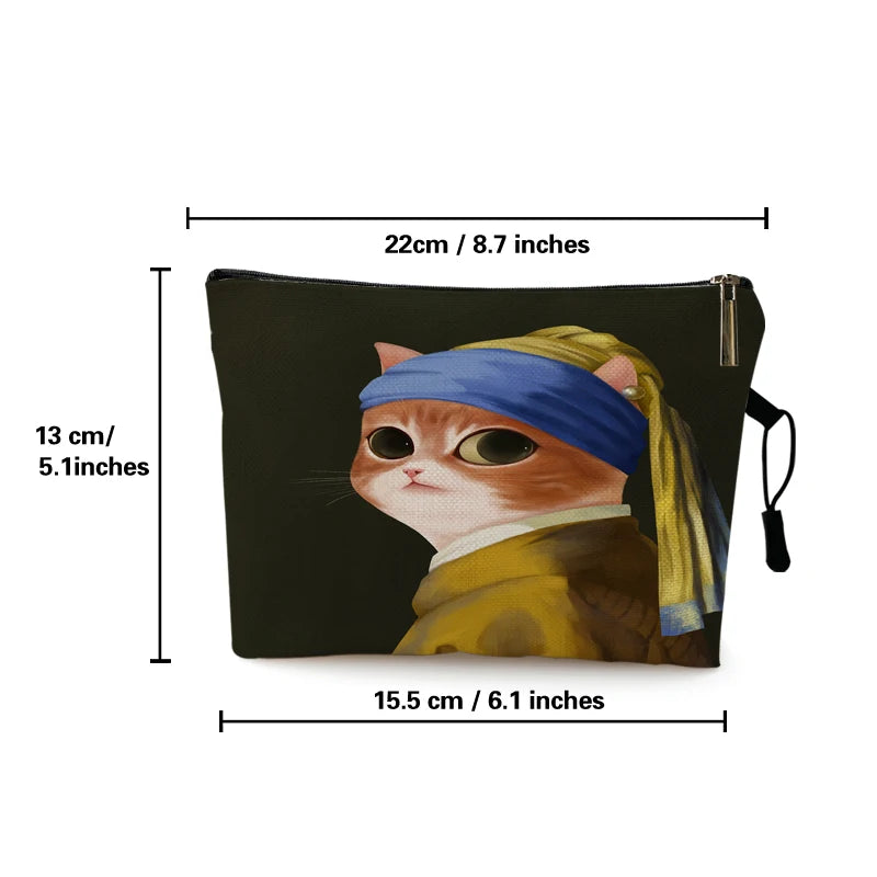 Super Cute Funny Cat Artist Design Makeup Bag Women Ladies Cosmetic Bag Travel Toiletry Organizer Lipstick Vanity Pouch