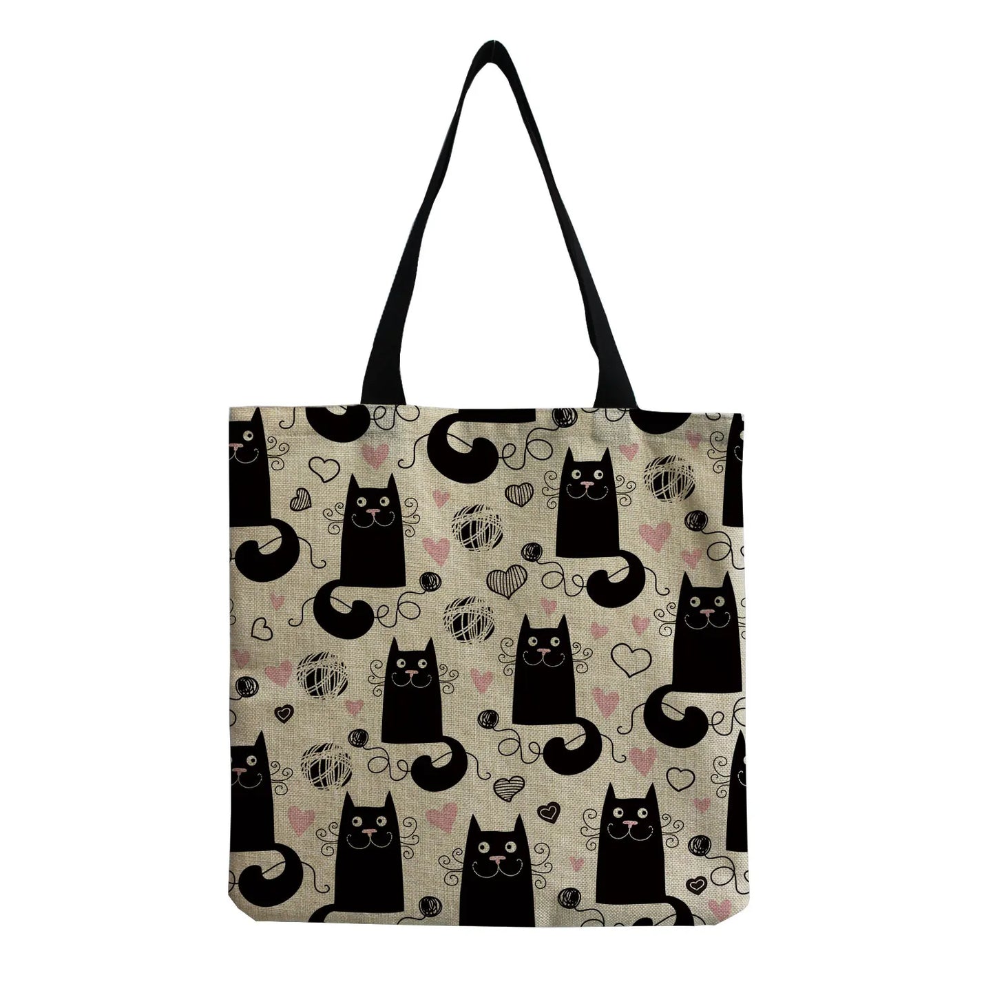 Minority Custom Pattern Fashion Shoulder Bags Cute Cartoon Cat Love Print Ladies Satchel Casual Tote Bags ECO Friendly Handbag