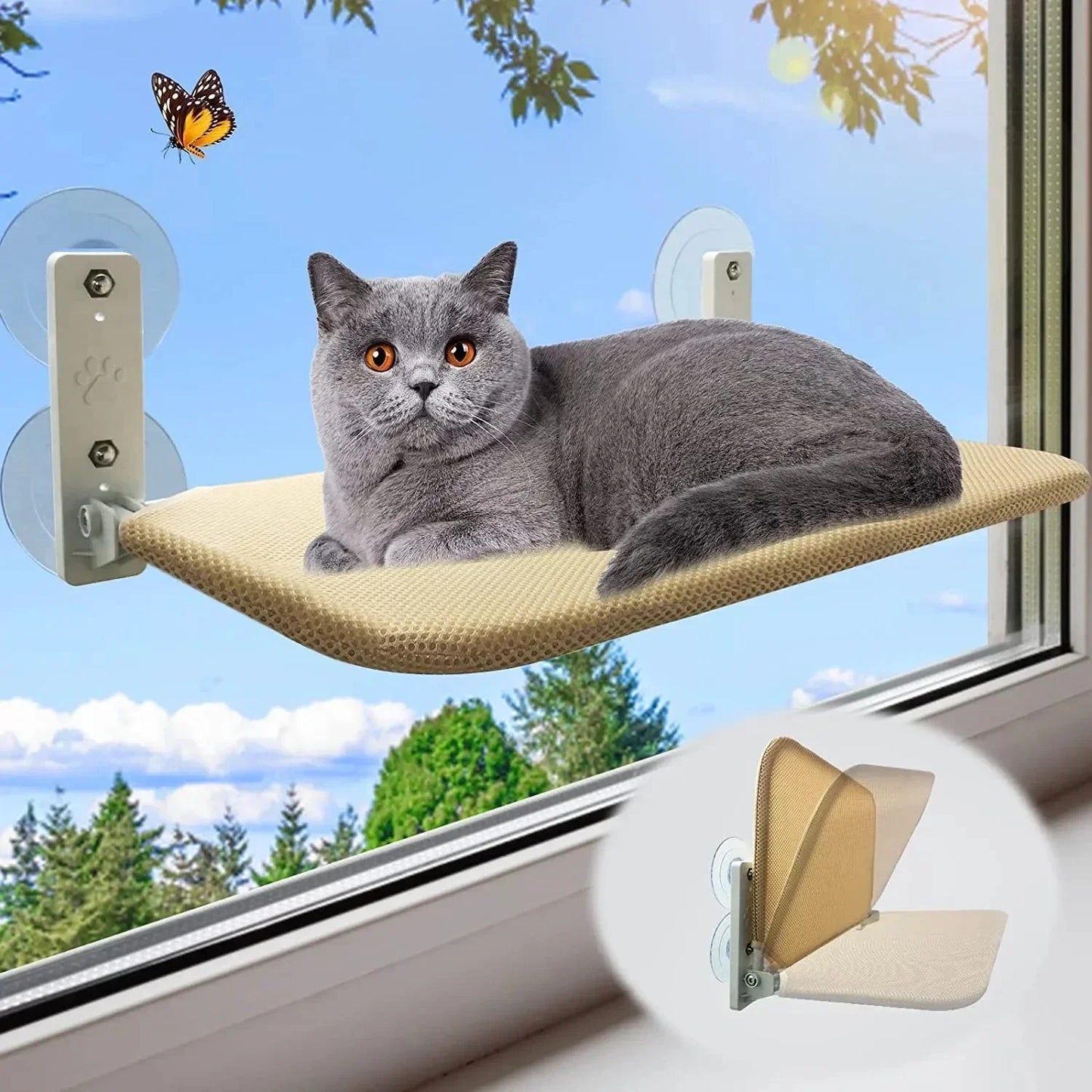 1 Pcs Foldable Cat Hammock Window Breathable Cloth Windowsill Cat Bed Capacity of 10KG Cat Litter Cat Accessories Cat Supplies