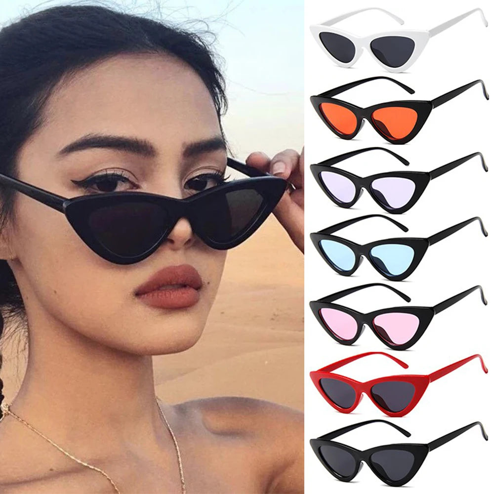 Cat Eye Sunglasses Women Small Triangle Vintage Sunglasses Red Female Trending Streetwear UV400 Ladies Shades Eyewear