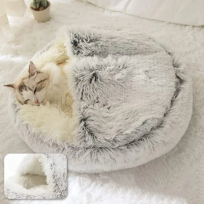 Winter Long Plush Cat Bed